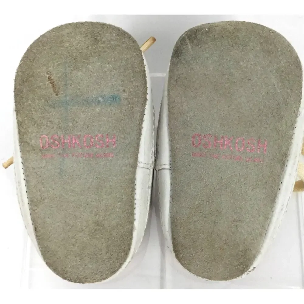 Vintage 90s OshKosh Baby Butterfly Leather Crib Shoes Size 0 Newborn